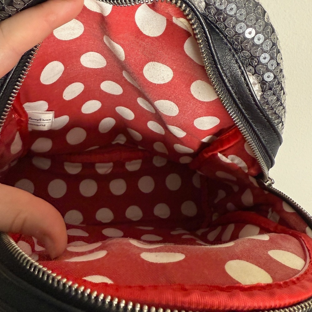 Disney Parks Loungefly Black Minnie Mouse Sequin Mini Backpack Polka Dot Travel‎ - Picture 5 of 5